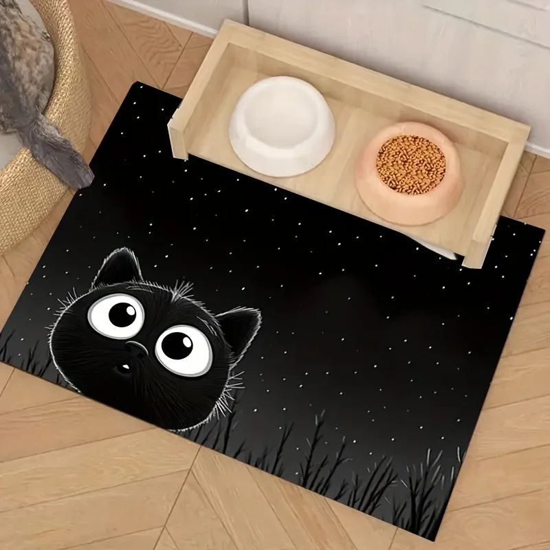 Cute Cat NonSlip Pet Feeding Mat Waterproof Pet Feeding Mat For Clean MessFree Mealtimes 0