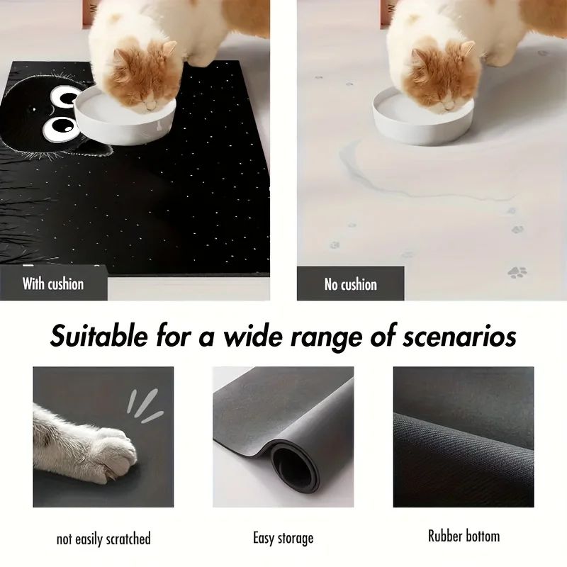 Cute Cat NonSlip Pet Feeding Mat Waterproof Pet Feeding Mat For Clean MessFree Mealtimes 2