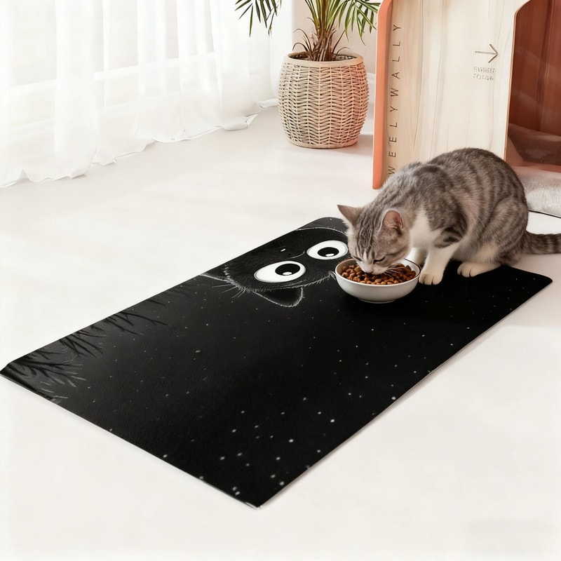 Cute Cat NonSlip Pet Feeding Mat Waterproof Pet Feeding Mat For Clean MessFree Mealtimes 5
