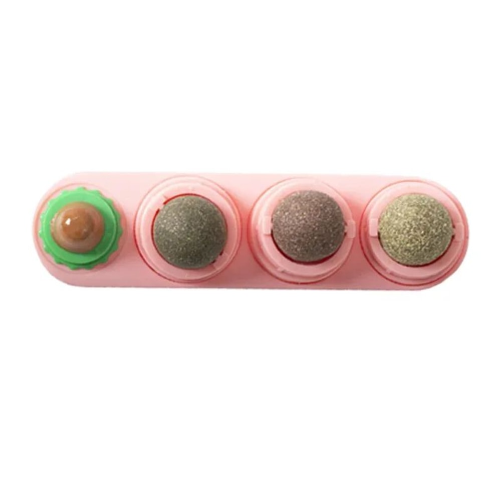 4in1 Catnip Wall Toy With Silvervine Rotating Dental Cleaning Interactive Cat Treat Ball 10