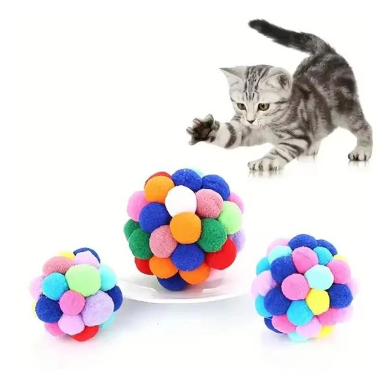 Playful Pounce Cat Plush Ball Toy With Bouncy Bell Ball Fun 3