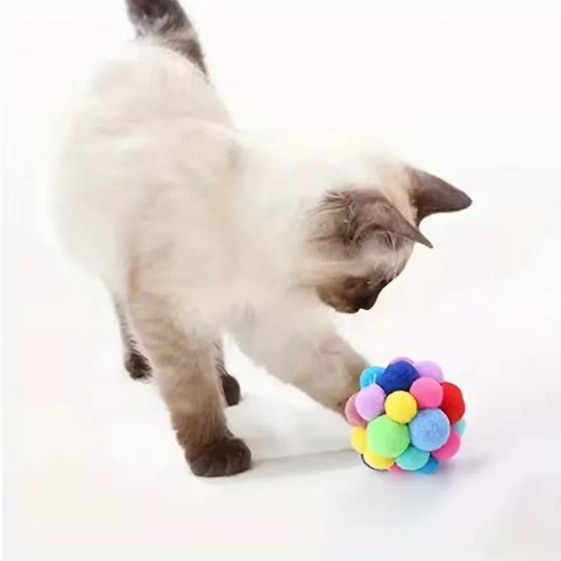 Playful Pounce Cat Plush Ball Toy With Bouncy Bell Ball Fun 4