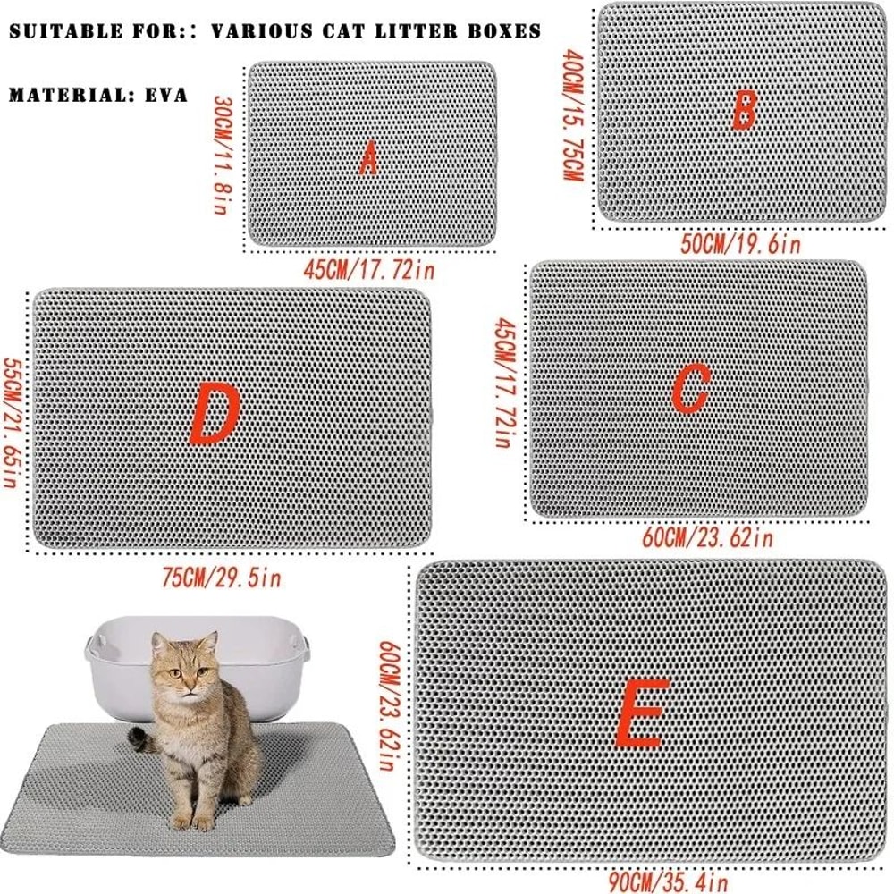PawClean DoubleLayer Cat Litter Mat Waterproof Litter Trapping Pad For Cleaner Floors 2