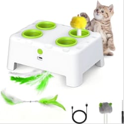 pouncepop interactive cat toy – rechargeable automatic feather toy for indoor cats & kittens
