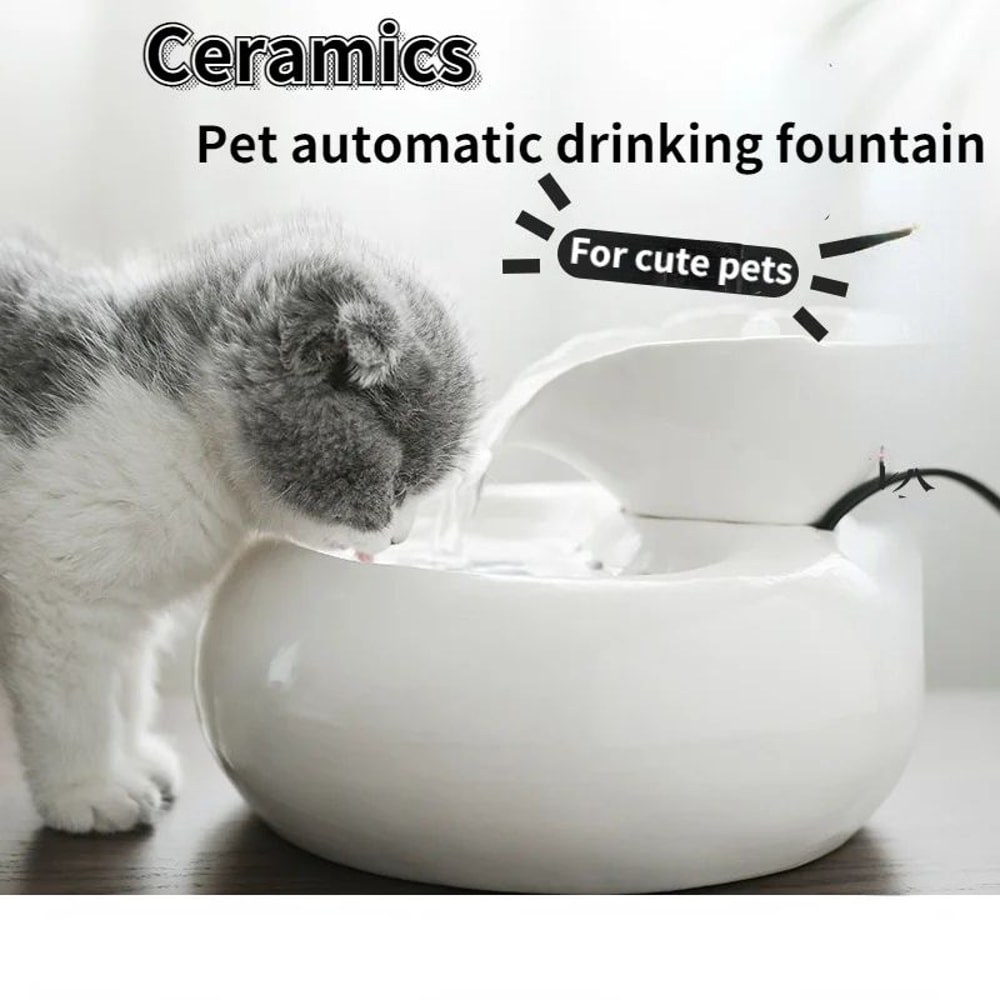 PureFlow Ceramic Cat Water Fountain Automatic Filtered Pet Drinking Fountain For Indoor Cats 0