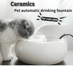 pureflow ceramic cat water fountain – automatic filtered pet drinking fountain for indoor cats
