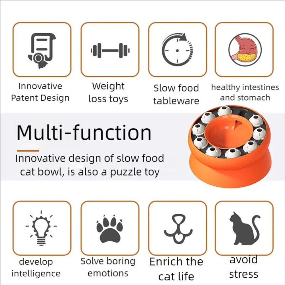 PuzzleSpin Interactive Cat Slow Feeder Toy Bowl 1