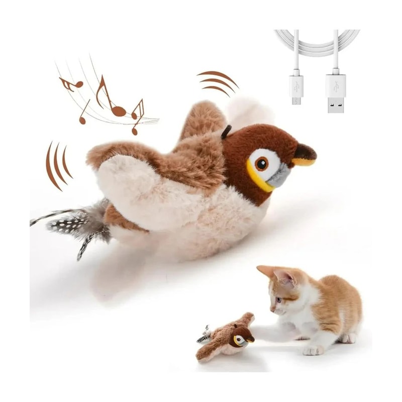 ChirpyWing Rechargeable Flapping Bird Interactive Cat Toy 0