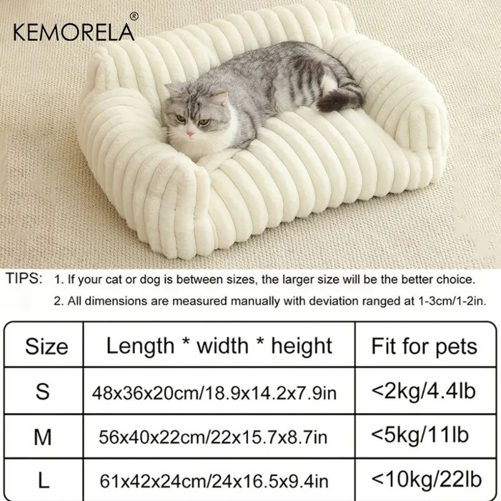 Cozy Stripe Cat Sofa Bed For Indoor Cats Small Pets 5