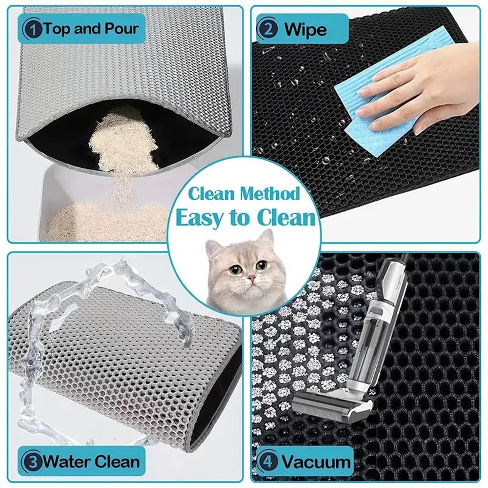 PawGuard Double Layer Cat Litter Mat Waterproof Litter Trapping Mat For Cats 5