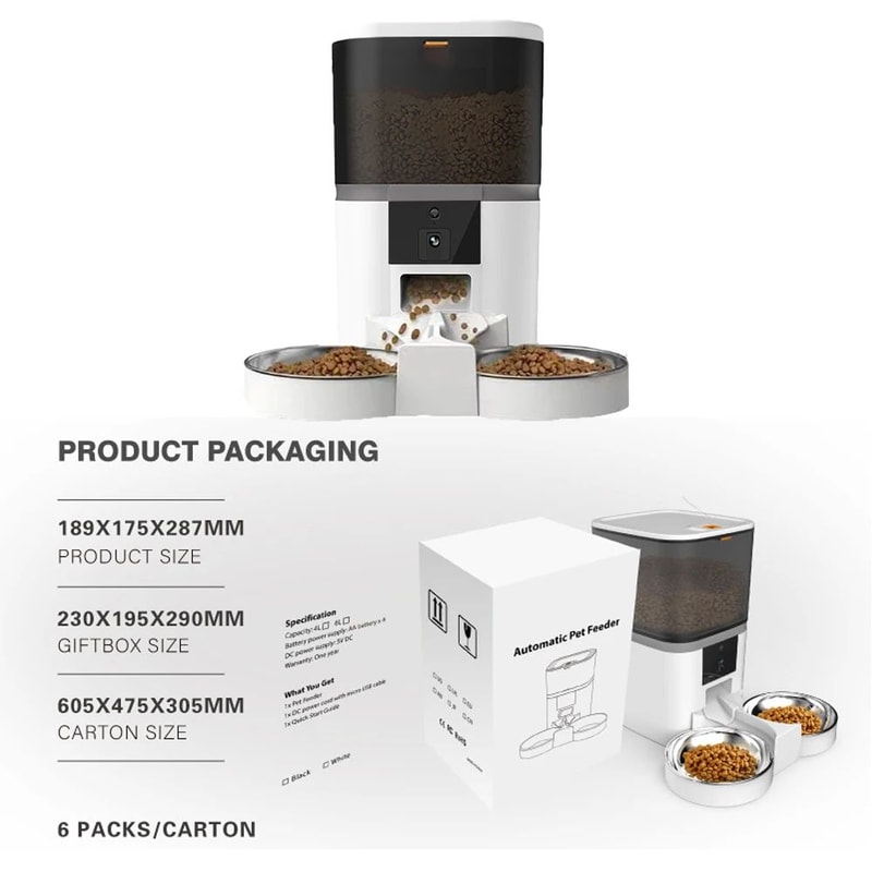 SmartView 4L Automatic Cat Feeder With Camera Dual Feeding Bowls 3