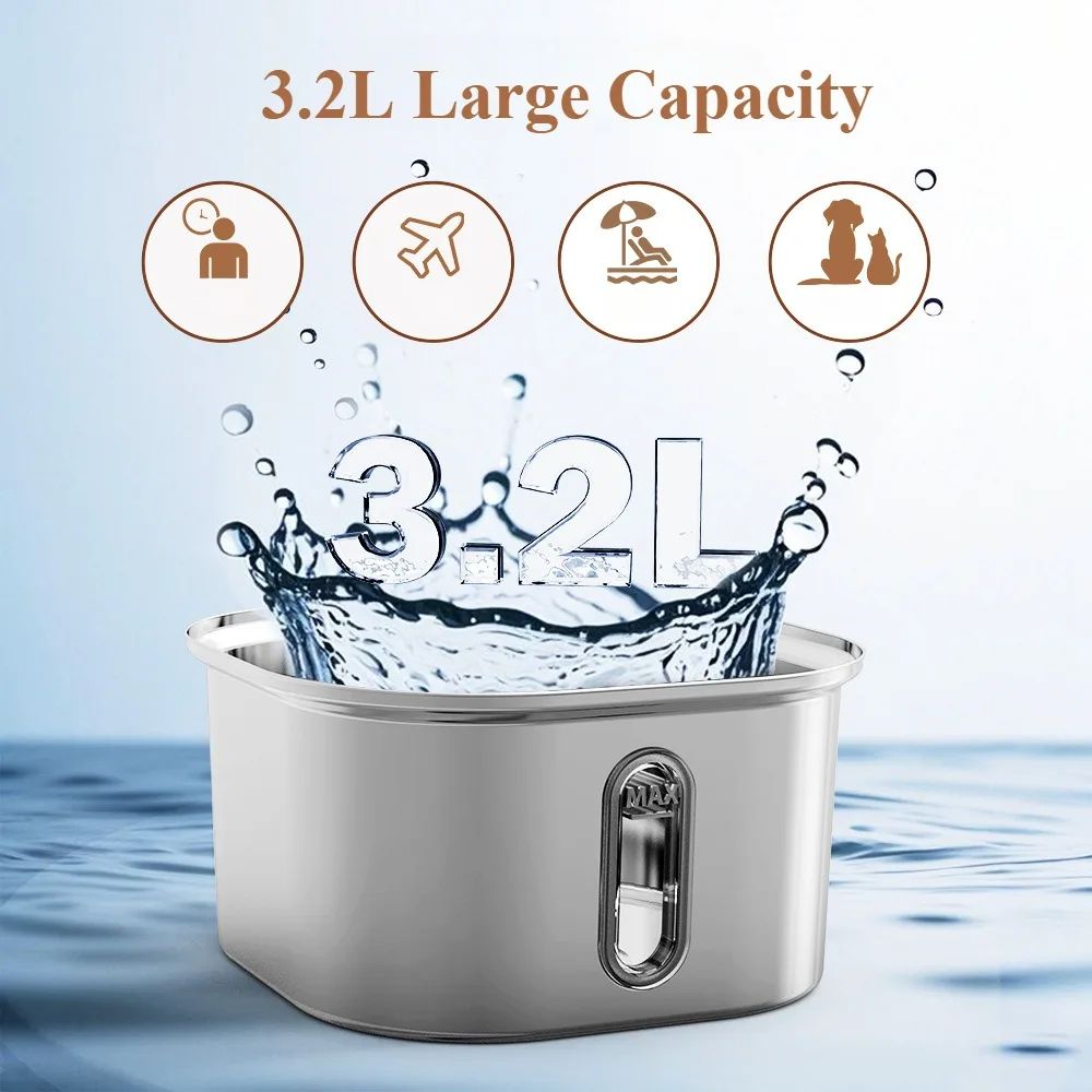 Stainless Steel Cat Water Fountain With Ultra Quiet Pump And USB Automatic Water Dispenser 1