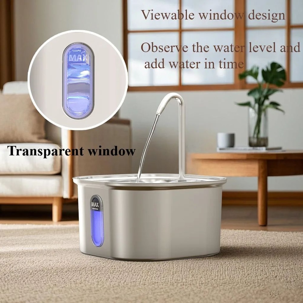 Stainless Steel Cat Water Fountain With Ultra Quiet Pump And USB Automatic Water Dispenser 2