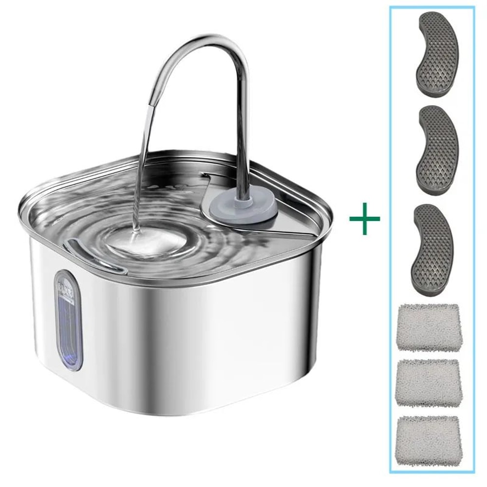 Stainless Steel Cat Water Fountain With Ultra Quiet Pump And USB Automatic Water Dispenser 7