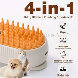 steamglow 3-in-1 pet grooming spray brush for cats & dogs