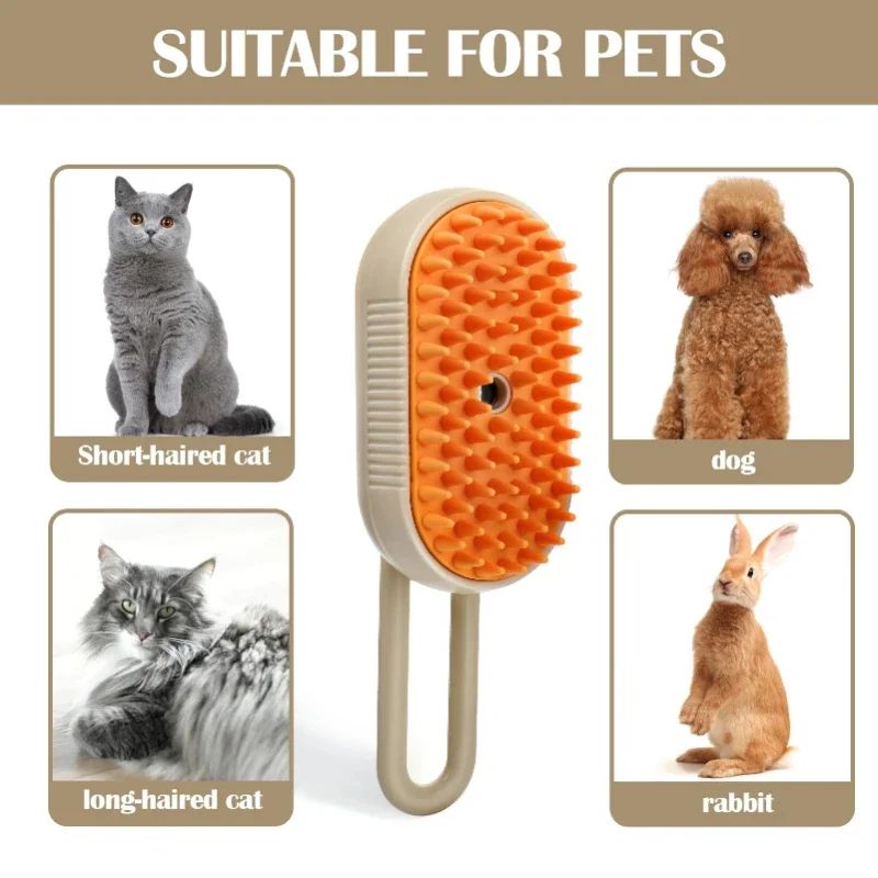 SteamGlow 3in1 Cat Grooming Brush For Shedding Massage Hair Removal 4