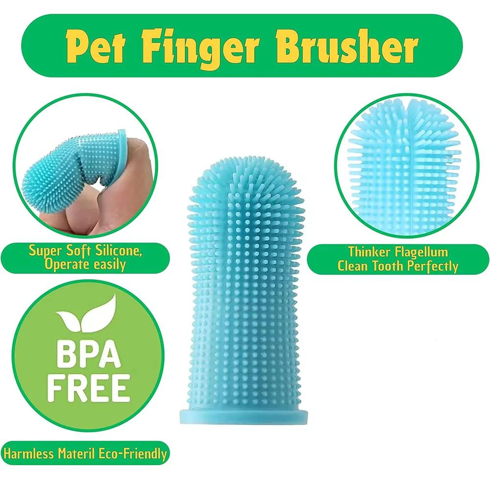 360 Silicone Pet Finger Toothbrush For Dogs Cats Dental Care 3