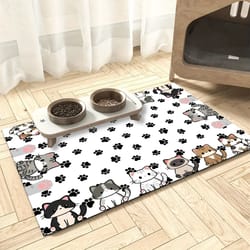 pawdry cartoon cat litter mat – quick-dry diatomaceous earth mat for feeding & litter areas