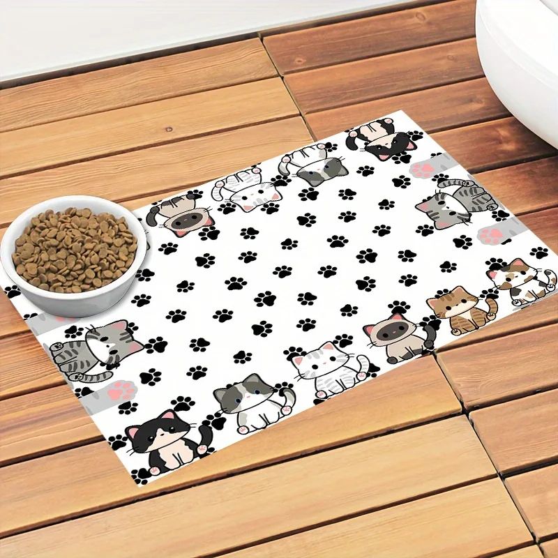 PawDry Cartoon Cat Litter Mat QuickDry Diatomaceous Earth Mat For Feeding Litter Areas 2