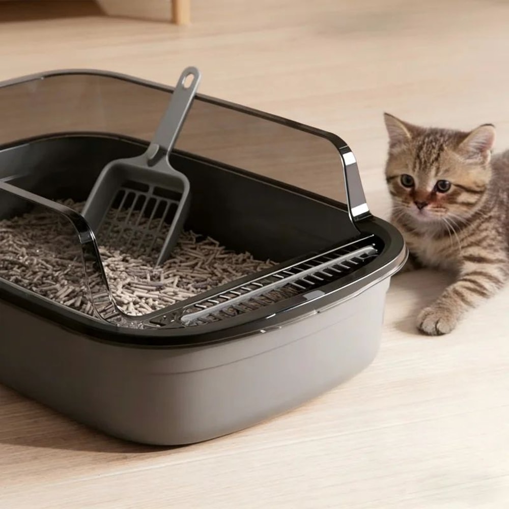 SplashGuard HighSided Cat Litter Box For Indoor Cats 0