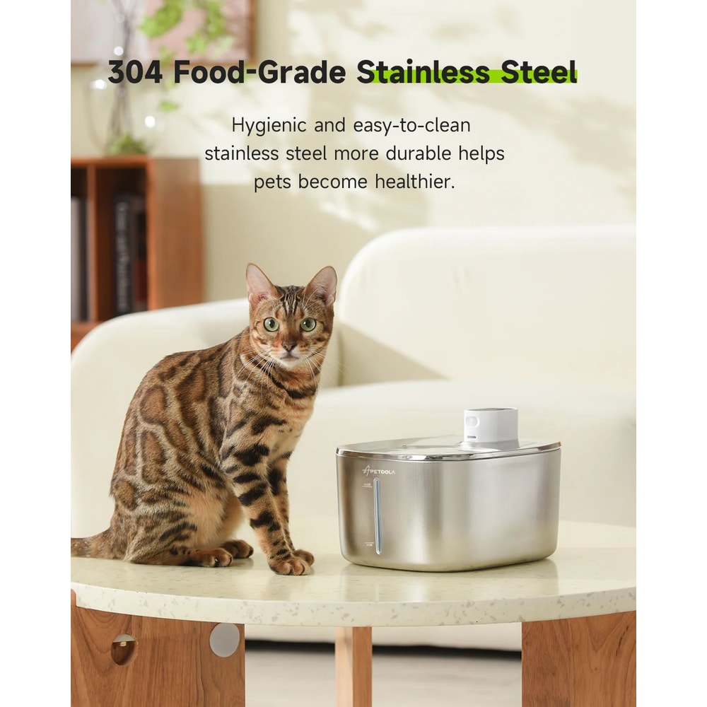 4L Wireless Cat Water Fountain With Sensor Stainless Steel Automatic Pet Water Dispenser EU Plug 4