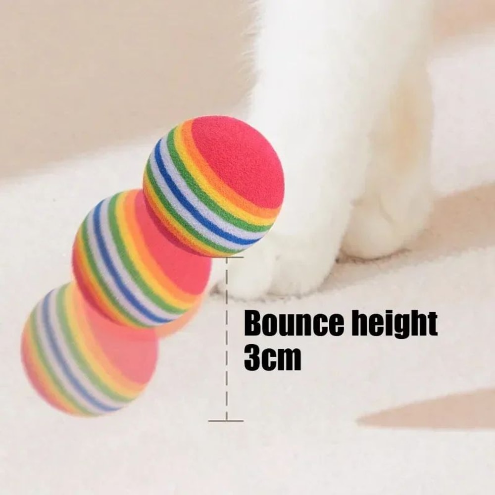 Rainbow Bounce Pet Toy Balls Soft EVA Interactive Cat Toys Dog Training Play Balls 4