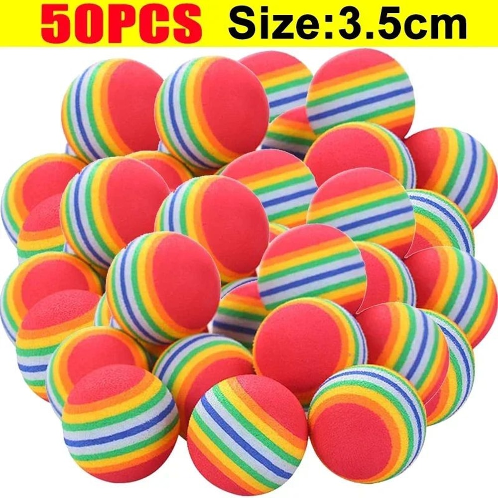 Rainbow Bounce Pet Toy Balls Soft EVA Interactive Cat Toys Dog Training Play Balls 8