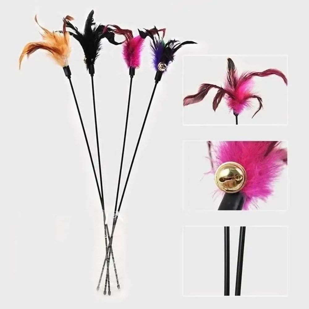 5Pack Cat Feather Wand Toys For Interactive Kitten Play 1
