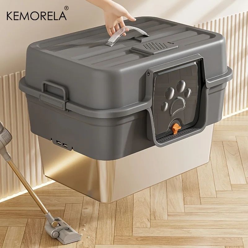XL Stainless Steel Cat Litter Box With Enclosed OdorControl Design For Large Cats MultiCat Homes 4