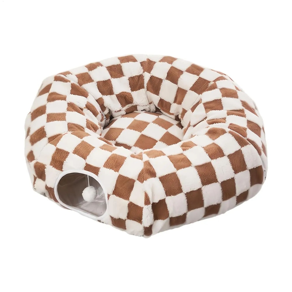 CozyPlay Cat Tunnel Bed With Ball Toy And Washable Cave Design 4