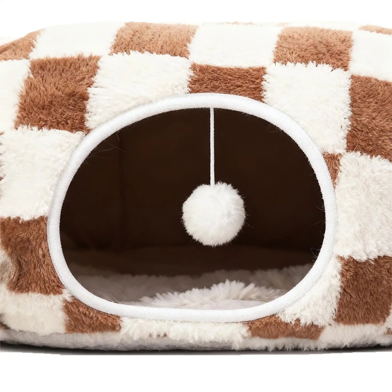 CozyPlay Cat Tunnel Bed With Ball Toy And Washable Cave Design 5