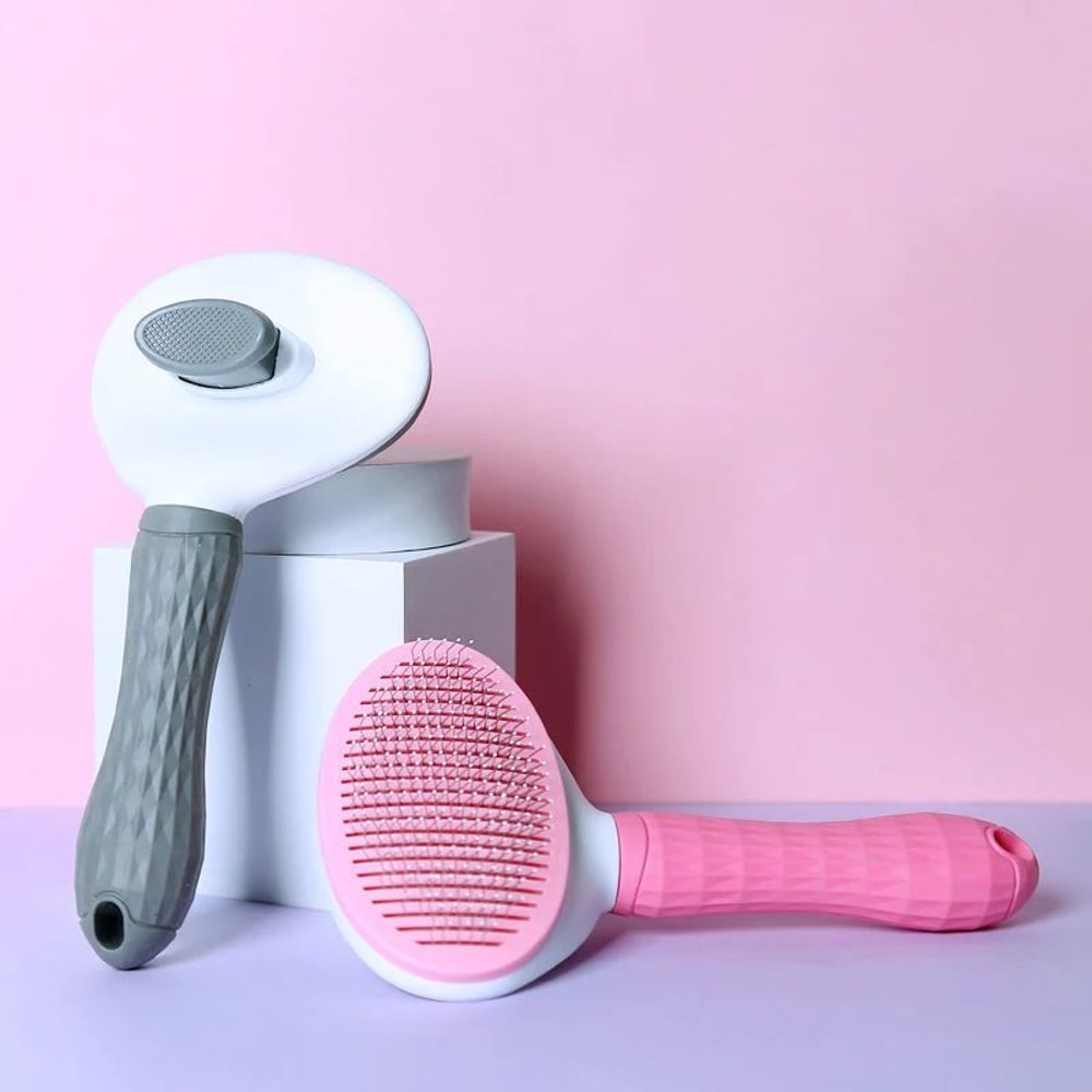 Gentle SelfCleaning Pet Hair Removal Brush For Dogs Cats Stainless Steel Dog Grooming Brush For S 1