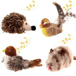 gigwi chirping feather cat toy for indoor hunting play