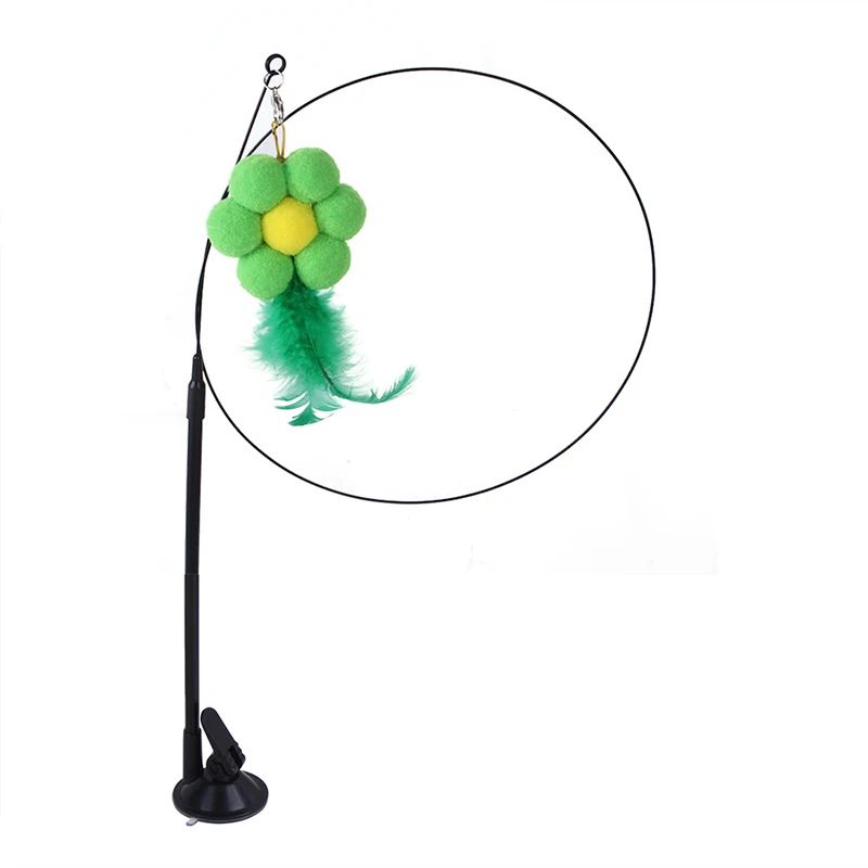 Interactive Bird Feather Wand Cat Toy With Suction Cup And Bell Teaser 6
