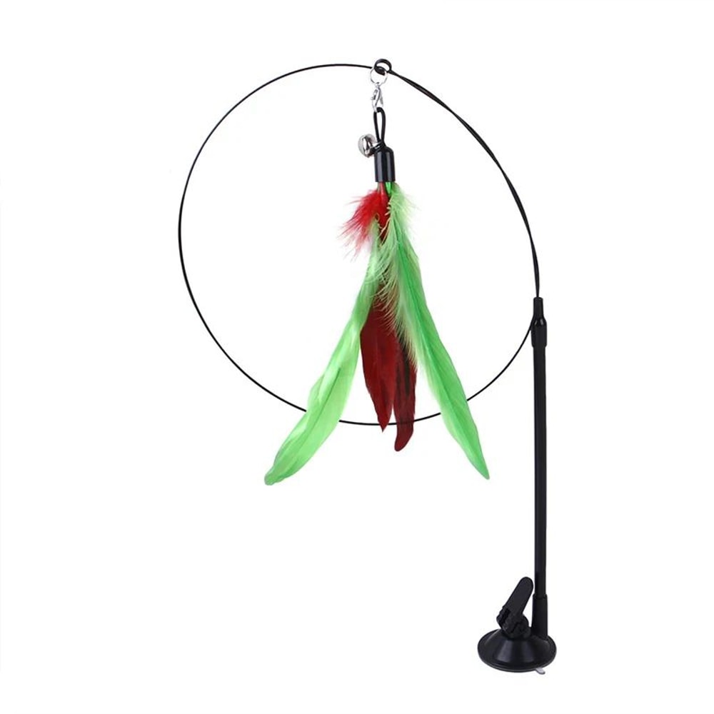 Interactive Bird Feather Wand Cat Toy With Suction Cup And Bell Teaser 11