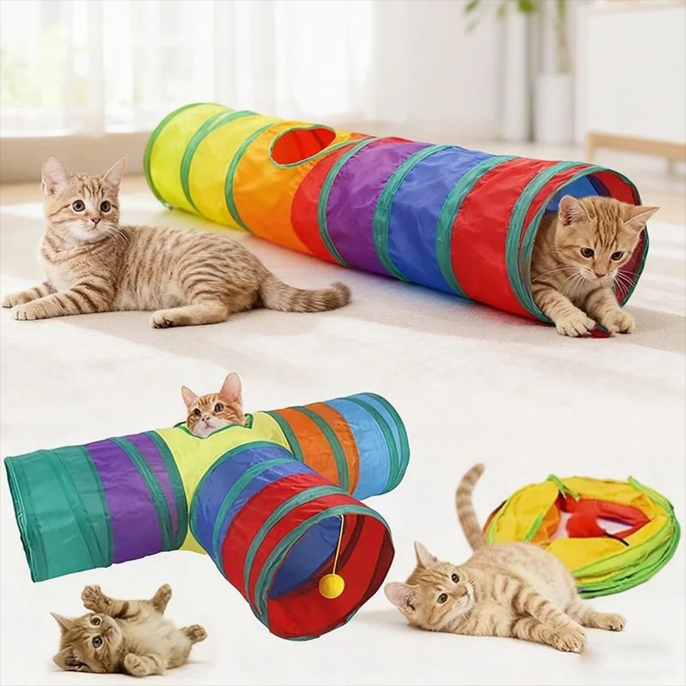 Rainbow Collapsible Cat Tunnel For Indoor Cats 2