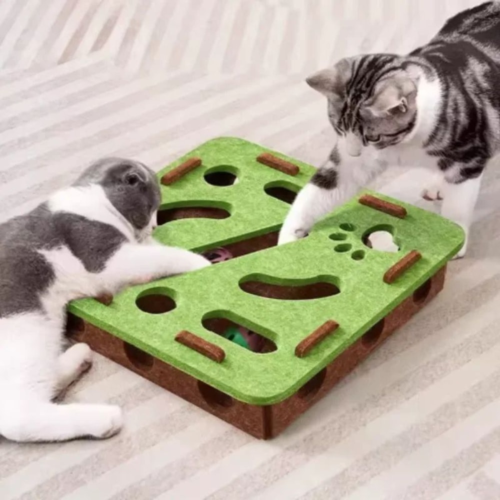 Felt Interactive Cat Toy Maze Puzzle With Bell Balls 2
