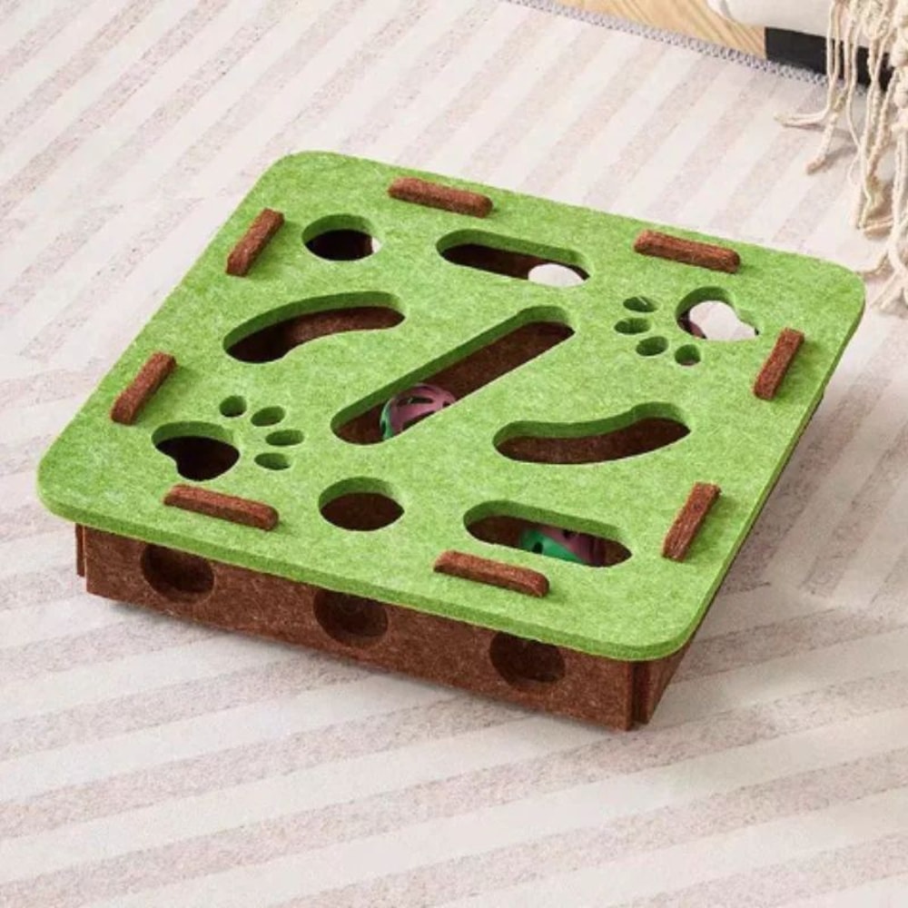Felt Interactive Cat Toy Maze Puzzle With Bell Balls 6