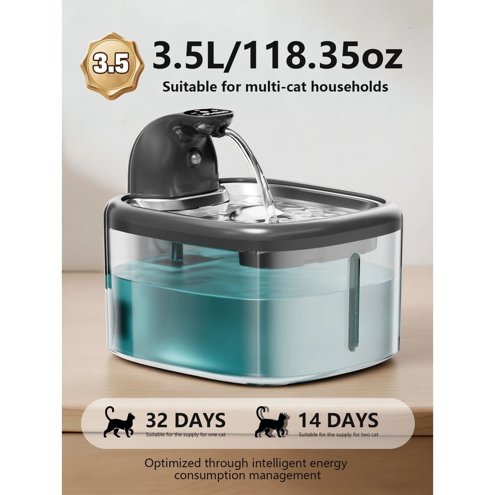 Cordless Stainless Steel Cat Water Fountain With Motion Sensor 35L Capacity 2