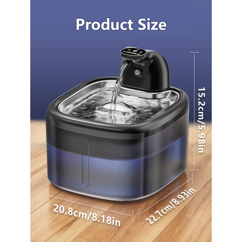 Cordless Stainless Steel Cat Water Fountain With Motion Sensor 35L Capacity 4