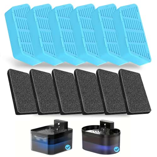 PureFlow Cat Water Fountain Replacement Filters & Sponges Set for 2.2L Pet Water Dispensers