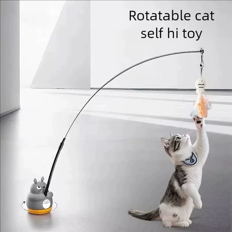 Rotating Dragon Totoro Cat Wand Toy With Bell Fish Teaser 1