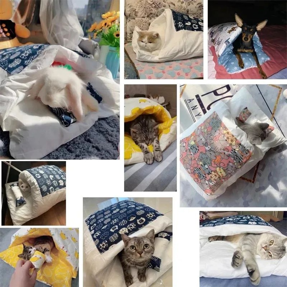 Kawaii Cozy Cat Bed Cave With Removable Cushion 1