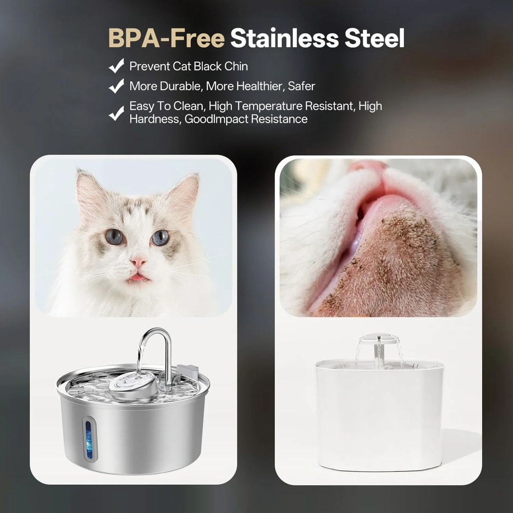 32L Stainless Steel Pet Fountain With Visible Water Window 3