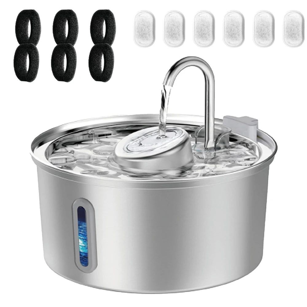 32L Stainless Steel Pet Fountain With Visible Water Window 8