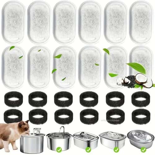 Cat Water Fountain Replacement Filter Set – Activated Carbon & Sponge Filters for Fresh, Healthy Pet Water