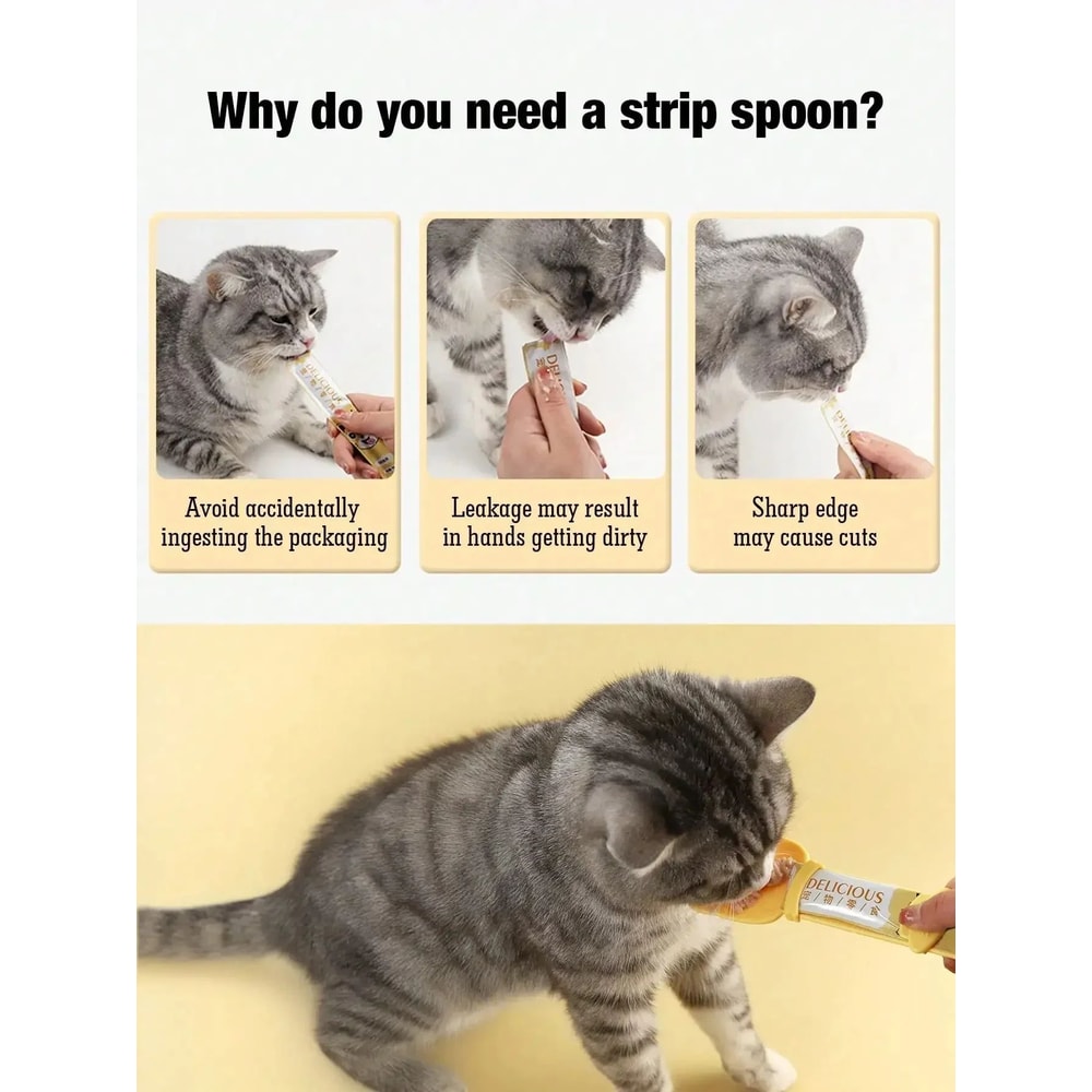 Cat Treat Squeeze Spoon MessFree Cat Treat Spoon Pet Feeding Tool For Easy Bonding 3