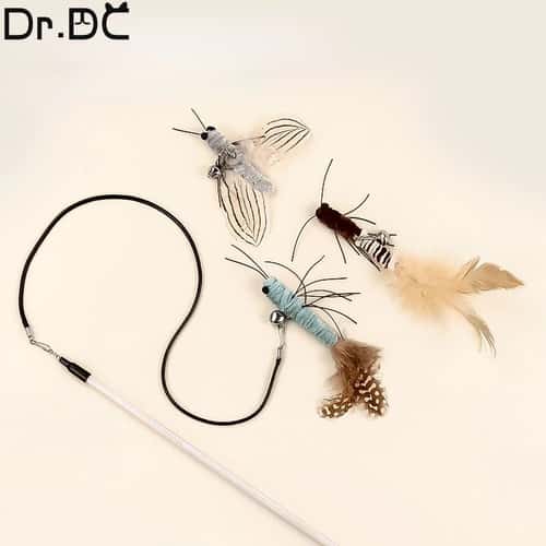 Dragonfly Feather Cat Wand Toy with Bell – Interactive Cat Teaser for Indoor Cats