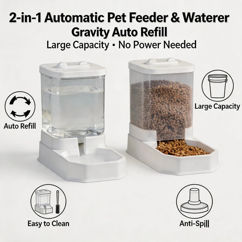 4L Gravity Pet Feeder Water Dispenser Set Automatic Cat Feeder Gravity Pet Food Dispenser Pet Wa 1