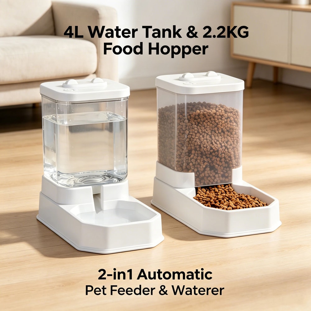 4L Gravity Pet Feeder Water Dispenser Set Automatic Cat Feeder Gravity Pet Food Dispenser Pet Wa 2